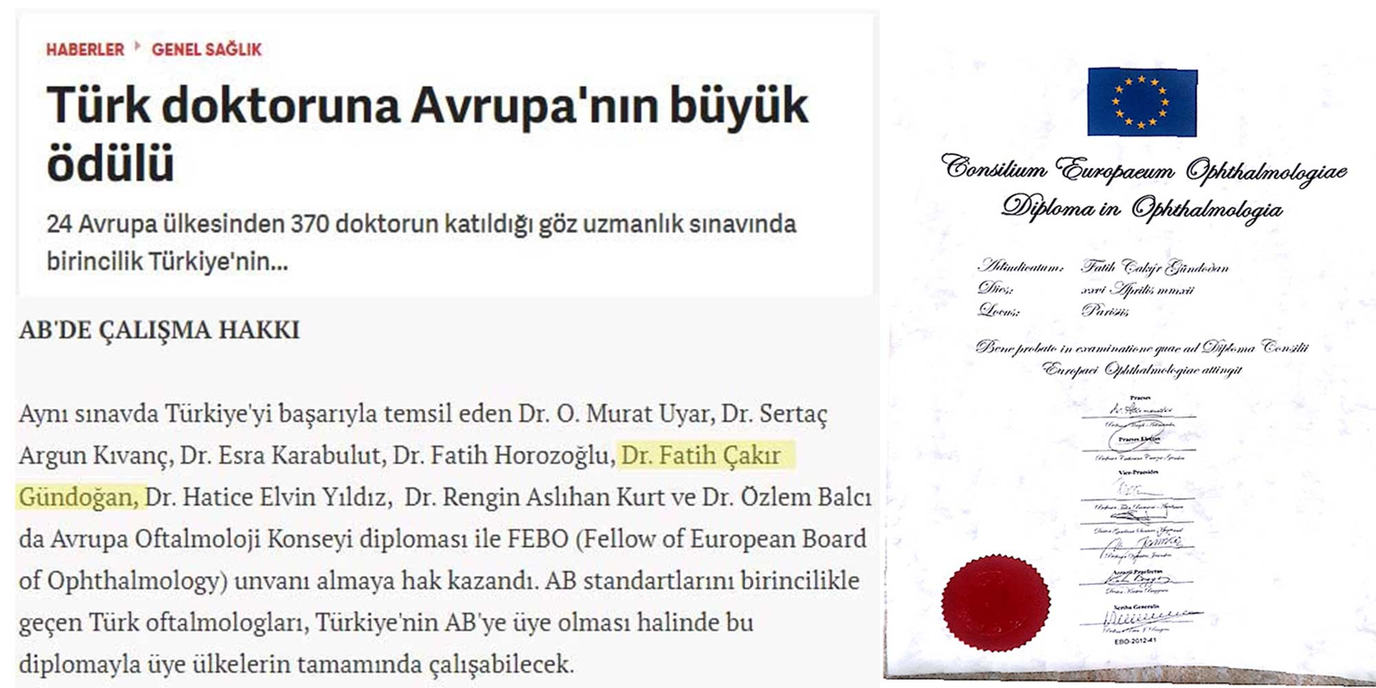 Doç. Dr. Fatih Çakır Gündoğan — Avrupa'nın Büyük Ödülü